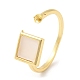 Square Brass with Shell Open Cuff Ring Component(KK-E055-03G-03)-1