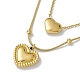 Ion Plating(IP) 304 Stainless Steel Heart Pendants Double Layered Necklace with Satellite Chains for Women(NJEW-F298-08G)-1