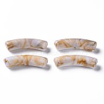 Two Tone Acrylic Beads, Imitation Gemstone, Curved Tube, WhiteSmoke, 31x9.5x7.5mm, Hole: 1.8mm(X1-MACR-S272-78B)