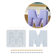 Letter-shaped Food Grade Money Box Silicone Molds, Storage Molds, Resin Casting Molds, with Iron Screws, Letter.M, Finished: 196x219x27mm, Hole: 2mm(DIY-D072-01GP-03)