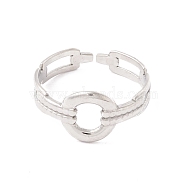 304 Stainless Steel Cuff Ring, Round Ring, Stainless Steel Color, US Size 6 1/4(16.7mm)(RJEW-F121-05P)