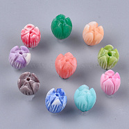 Synthetic Coral Beads, Dyed, Flower Bud, Mixed Color, 12x9mm, Hole: 1mm(CORA-S026-20B-M)