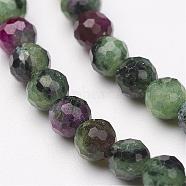Natural Ruby in Zoisite Bead Strands, Faceted, Round, 4.5mm, Hole: 1mm, about 93pcs/strand, 15.5 inch(G-P213-35)