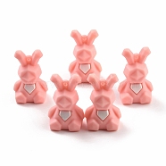 PVC Faceted Cartoon Rabbit Pendants, for DIY Keychain Making, Pink, 47x30x25mm, Hole: 3mm(FIND-B002-15)