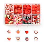 ARRICRAFT 240Pcs 8 Style Handmade Polymer Clay Beads, Mixed Color, 8~13x8~11x3~6mm, Hole: 1~1.8mm, 30pcs/style(CLAY-AR0001-25)