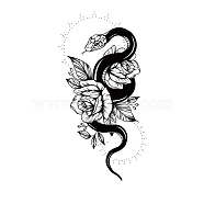 Halloween Removable Temporary Tattoos Paper Stickers, Black, Snake, 21x11.4cm(DARK-PW0001-133D)