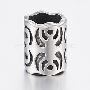 304 Stainless Steel Beads, Large Hole Beads, Column, Antique Silver, 14x11mm, Hole: 8.5mm(STAS-H440-21AS)