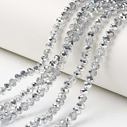 Electroplate Transparent Glass Beads Strands, Half Silver Plated, Faceted, Rondelle, Clear, 2.5x2mm, Hole: 0.4mm, about 199pcs/strand, 13.4 inch(34cm)(EGLA-A034-T1mm-M16)