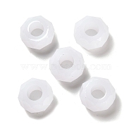 Resin European Beads, Large Hole Beads, Faceted, Rondelle, White, 13.5x8mm, Hole: 5.5mm(RESI-B020-06A)