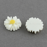 Flatback Hair & Costume Accessories Ornaments Resin Flower Daisy Cabochons, White, 13x4mm(CRES-Q101-01)