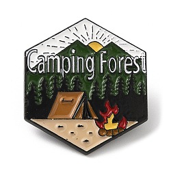 Outdoor Camping Theme with Word Back To Nature Enamel Pin, Black Zinc Alloy Brooch for Backpack Clothes, Colorful, 36x26x1.5mm(JEWB-D020-02D)