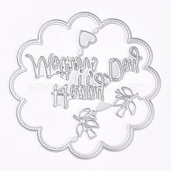 Frame Metal Cutting Dies Stencils, for DIY Scrapbooking/Photo Album, Decorative Embossing DIY Paper Card, Flower with Word Happy Mother's Day, Matte Platinum Color, 100x0.8mm(DIY-I023-08)