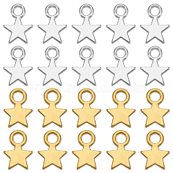 200Pcs 2 Styles Tibetan Style Alloy Charms, Christmas Star, Mixed Color, 10~11x8x1mm, Hole: 2mm, 100pcs/style(FIND-SC0007-64)