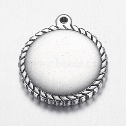 304 Stainless Steel Pendants, Stamping Blank Tags, Flat Round, Stainless Steel Color, 22x19x3mm, Hole: 1.5mm(STAS-E136-01)