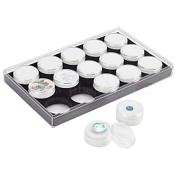 15Pcs Round Acrylic Loose Diamond Storage Box Sets, Small Gems Showing Case with White Velvet Inside and Screw Lid, Clear, 18x11x2.5cm, Box: 31x16mm, 15pcs/set(VBOX-WH0005-07)