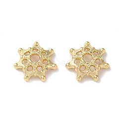 Brass Bead Caps, Long-Lasting Plated, Lead Free & Cadmium Free, Flower, Real 18K Gold Plated, 9x9x3mm, Hole: 1.8mm(KK-K346-29G)
