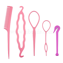 Acrylic Hair Braiding Tool, Hair Braider Hair Twist Tool Kit and Combs, Band Remover Tool, for Hair Styling Accessories, Mixed Color, 9.8~21x2.2~4.5x0.16~0.28cm, 5pcs/box(MRMJ-FH0001-23)