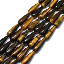 Natural Tiger Eye Beads Strands, Waterdrop, 30x10mm, Hole: 1.4mm, about 13pcs/strand, 15.75''(40cm)(G-E576-34)