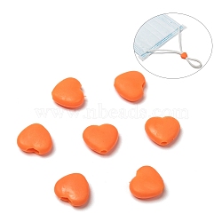 Heart PVC Plastic Cord Lock for Mouth Cover, Anti Slip Cord Buckles, Rope Adjuster, Dark Orange, 9.5x10x3.5mm, Hole: 2x4mm(KY-D013-04F)