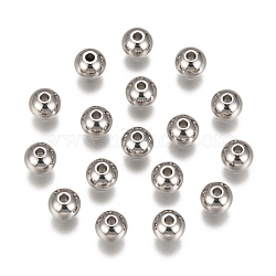 Stainless Steel Beads, Solid Round, Stainless Steel Color, 6mm, Hole: 1.5mm(X-STAS-R033-6mm)
