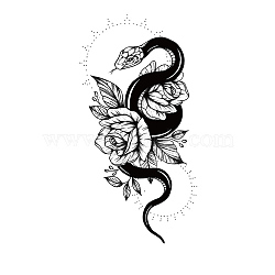 Halloween Removable Temporary Tattoos Paper Stickers, Black, Snake, 21x11.4cm(DARK-PW0001-133D)
