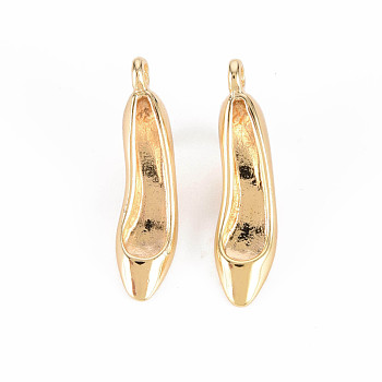 Brass Pendants, Nickel Free, High-Heeled Shoes, Real 18K Gold Plated, 22x5.5x7.5mm, Hole: 1.2mm