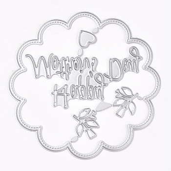 Frame Metal Cutting Dies Stencils, for DIY Scrapbooking/Photo Album, Decorative Embossing DIY Paper Card, Flower with Word Happy Mother's Day, Matte Platinum Color, 100x0.8mm
