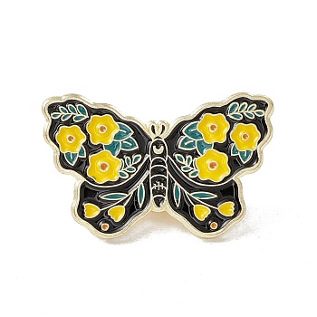 Butterfly Enamel Pin, Gold Plated Alloy Badge for Backpack Clothes, Yellow, 19x31x1.5mm