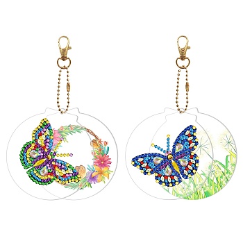 DIY Butterfly Theme Diamond Pendant Decoration Kits, Including Canvas, Resin Rhinestones, Diamond Sticky Pen, Tray Plate and Glue Clay, Butterfly Farm, 150x80mm