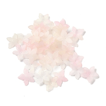 Transparent Acrylic Beads Caps, 5-Petal Flower, Misty Rose, 24x25.5x5.5mm, Hole: 1.5mm, 550pcs/500g