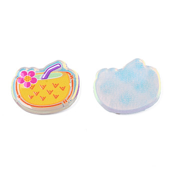 Transparent Printed Acrylic Cabochons, Drink, Gold, 20x22x2.5mm