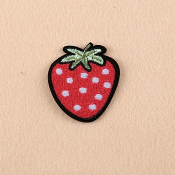 Computerized Embroidery Cloth Iron on/Sew on Patches, Costume Accessories, Appliques, Strawberry, Red, 52x47mm