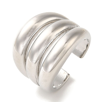Rack Plating Brass Cuff Rings, Long-Lasting Plated, Lead Free & Cadmium Free, Platinum, Adjustable