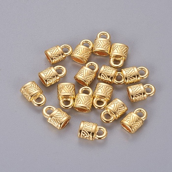 Tibetan Style Alloy Cord Ends, End Caps, Lock, Golden, Lead Free & Cadmium Free, 10x6.5x4.5mm, Hole: 2.5mm