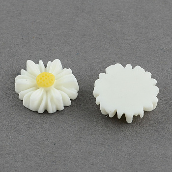 Flatback Hair & Costume Accessories Ornaments Resin Flower Daisy Cabochons, White, 13x4mm