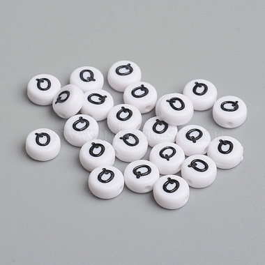 Flat Round with Letter Q Acrylic Beads(X-PL37C9070-Q)-2