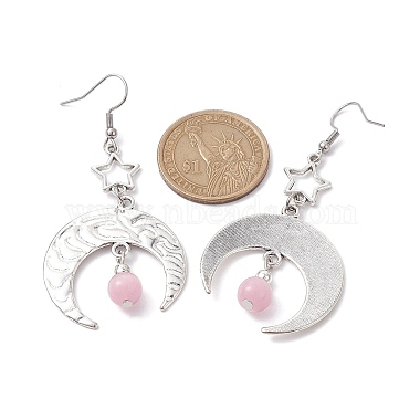 Antique Silver Alloy Star & Moon Dangle Earrings(EJEW-JE05637-03)-3