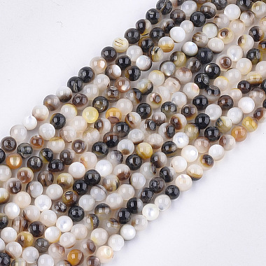 4mm Black Round Black Lip Shell Beads