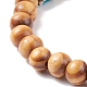 Natural Wood Stretch Bracelet with Gemstone(BJEW-JB08222)-7