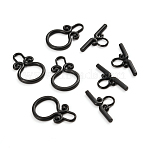304 Stainless Steel Toggle Clasps Ion Plating(IP), Electrophoresis Black, Ring: 22.5x15x2mm, Hole: 6mm, Inner Diameter: 6x3.5mm, Bar: 22x10x2mm, Hole: 5x4mm(STAS-D142-03A-B)