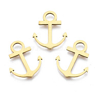 Ion Plating(IP) 201 Stainless Steel Pendants, Laser Cut, Anchor, Golden, 19.5x16x1mm, Hole: 4mm(STAS-T044-266G)