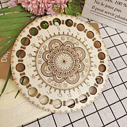 20-Position Mandala Theme Basswood Embroidery Thread Plate, Cross Stitch Threading Board Tools, Flat Round with Flower Pattern, Beige, 140mm(MAND-PW0001-88A)