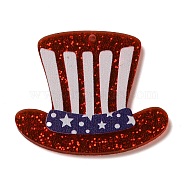 Independence Day Acrylic Pendants, American Flag, Hat, 32.5x37.5x2mm, Hole: 1.6mm(OACR-O007-06B)