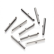 304 Stainless Steel Slide On End Clasp Tubes, Slider End Caps, Stainless Steel Color, 6x35x4mm, Hole: 3x1.5mm, Inner Diameter: 3mm(STAS-S115-01I-P)