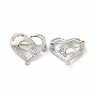 Cubic Zirconia Heart with Hand Brooch Pin, Brass Badge for Mother's Day, Platinum, 23x19.5x3.5~7.5mm, Hole: 1.2mm(JEWB-M025-01P)