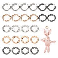 24Pcs 6 Styles Zinc Alloy Spring Gate Rings, Ring Shape, Mixed Color, 5 Gauge~7 Gauge, 27~28x3.5~4.5mm, 4pcs/style(FIND-BT0001-25)