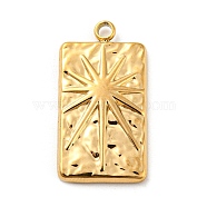 304 Stainless Steel Pendants, Rectangle with Star Charm, Golden, 26x13.5x2.5mm, Hole: 2mm(STAS-C082-05G)