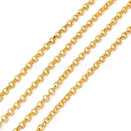 Iron Rolo Chains, Round, Belcher Chain, with Spool, Unwelded, Lead Free, Golden, 3x1mm(CH-S068-G-LF)