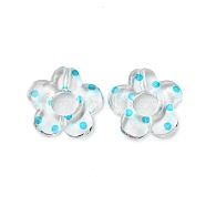 Transparent Printed Acrylic Beads, Flower, Deep Sky Blue, 19x20x4mm, Hole: 1.6mm(OACR-H124-05A-04)