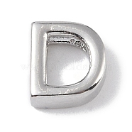 Brass Pendants, Letter Charms, Platinum, Letter D, 8x7x3mm, Hole: 1.5mm(KK-P266-05P-D)